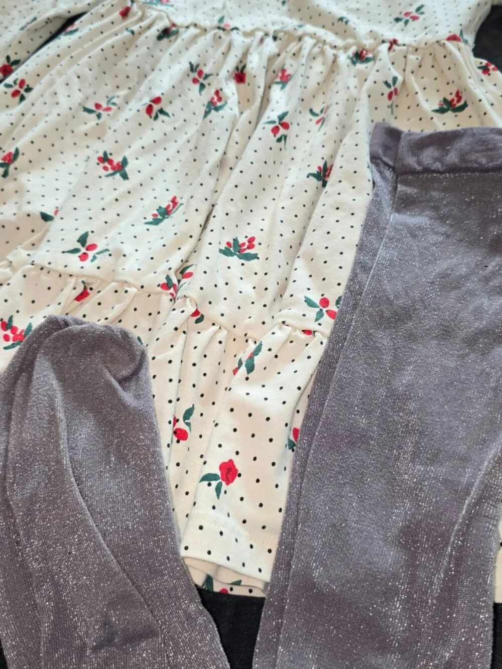 Size 4T Hanna Andersson Holly Dress & Mini Boden Sparkly Tights Set